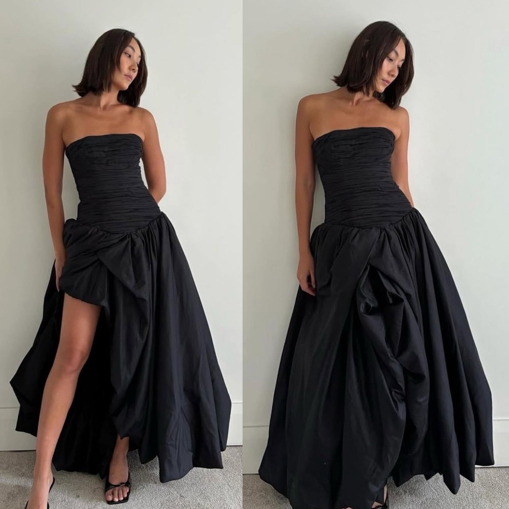Aje Violette Strapless Bubble Hem Maxi Dress Black NEW with tag - Picture 11 of 12